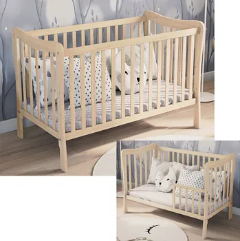 Dřevěná postýlka Sasha s bočnicí 120×60 cm – lakovaná vodním lakem Druh matrace: bez matrace