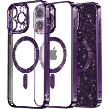 Pouzdro na mobilní telefon Techsuit Luxury Glitter MagSafe pro iPhone 16 Pro v tmavě fialové