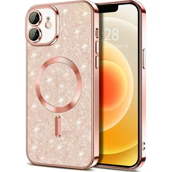 Pouzdro na mobilní telefon Techsuit Luxusní Třpytivý MagSafe iPhone 12 Růžové zlato