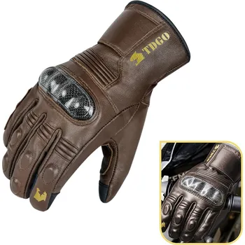 Rukavice Techsuit Touchscreen rukavice OG106 z ovčí kůže na motorku voděodolné hnědé XL