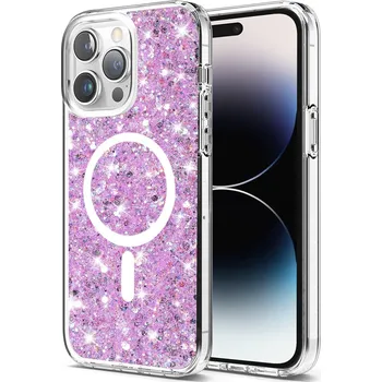 Pouzdro na mobilní telefon Techsuit Třpytivý Glitter MagSafe iPhone 14 Pro Purpurová