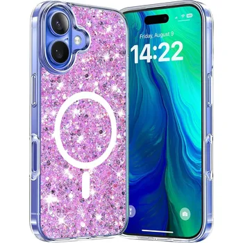 Pouzdro na mobilní telefon Techsuit Sparkly Glitter MagSafe kryt iPhone 16 Plus Magenta