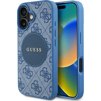 Pouzdro na mobilní telefon Guess 4G Circle Classic Logo MagSafe iPhone 16 modrá