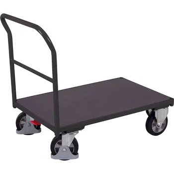 Plošinový vozík Variofit Plošinový vozík s madlem, Variofit, ložná plocha 162 x 80 cm, do 1000 kg, modrá/antracit Barva: antracit RAL7016