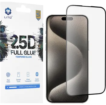 Lito 2.5D FullGlue Sklo iPhone 15 Pro Max Černé