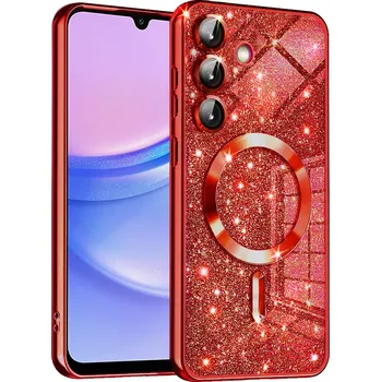 Pouzdro na mobilní telefon Techsuit Luxury Glitter MagSafe pro Samsung Galaxy A15 4G / A15 5G červená