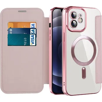 Pouzdro na mobilní telefon Pouzdro na knihu Techsuit SmartMag iPhone 12 růžové