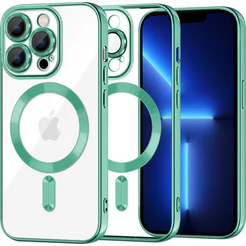 Pouzdro na mobilní telefon Techsuit Křišťálový MagSafe iPhone 13 Pro Max Světle Zelený
