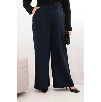 Dámské kalhoty Oversize kalhoty se širokým střihem a elastickým pasem model 2284 barva námořnická modrá