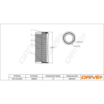 Vzduchový filtr Vzduchový filtr Dr!ve+ DP1110.10.0740