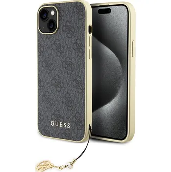 Pouzdro na mobilní telefon Guess Hardcase 4G Charms Collection iPhone 15 Plus Šedý