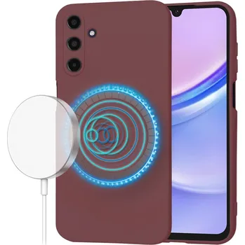 Pouzdro na mobilní telefon Techsuit SoftFlex MagSafe pro Samsung Galaxy A15 4G / A15 5G švestkově červená