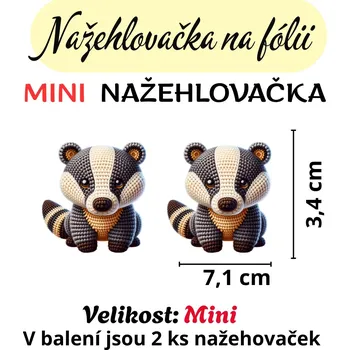 Nažehlovačky na fólii Nažehlovačka na fólii, HÁČKOVANÝ JEZEVEC, 1 kus Zvolte VELIKOST motivu ZDE:: MINI velikost