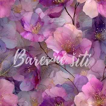 Úplet, Růžovofialové mramorové květy (E) (Top kvalitní úplet Bella digitisk)