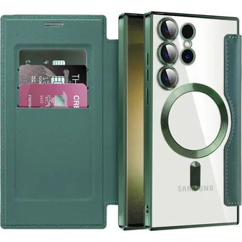 Pouzdro na mobilní telefon Pouzdro na knihu Techsuit SmartMag pro Samsung Galaxy S23 Ultra zelené