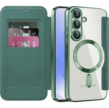 Pouzdro na mobilní telefon Pouzdro na knihu Techsuit SmartMag pro Samsung Galaxy S25 zelené