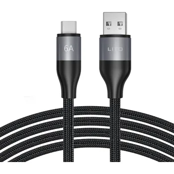 Lito Data Cable LD23T USB na Type-C Rychlé nabíjení Pletený nylon 1m Šedá
