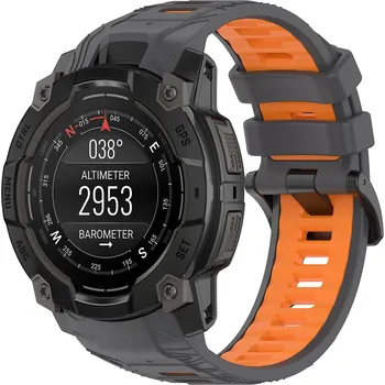 Řemínek na hodinky Řemínek Techsuit Garmin Instinct 3 50mm/Instinct 3 50mm Solar šedý oranžový