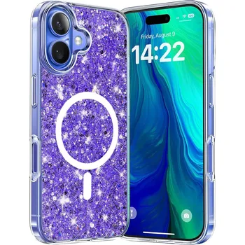 Pouzdro na mobilní telefon Techsuit Sparkly Glitter MagSafe kryt iPhone 16 Purple