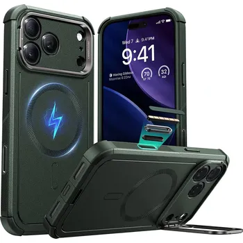 Pouzdro na mobilní telefon ESR Cyber Armor Kickstand pro iPhone 17 Pro zelený