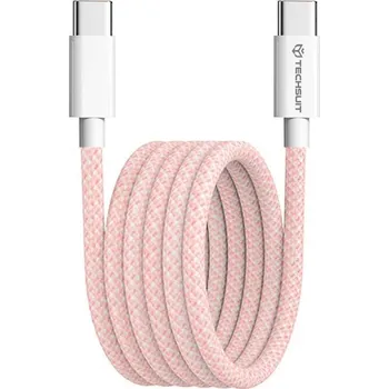 Techsuit Data Cable PCB114D pro Apple Android Type-C 1m růžová