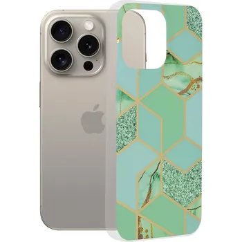 Pouzdro na mobilní telefon Techsuit Mramorová série iPhone 15 Pro Max Zelený Hex