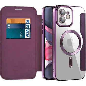 Pouzdro na mobilní telefon Pouzdro na knihu Techsuit SmartMag pro iPhone 11 fialové