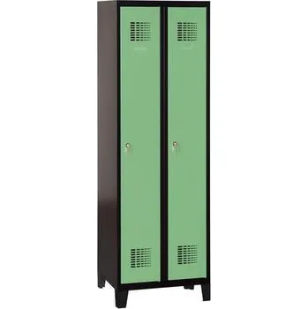 Šatní skříň Šatní skříně black na nohách, 2 oddíly 300 mm, cylindrický zámek, svařované Jméno: Svařovaná šatní skříň na nohách, 2 oddíly, cylindrický zámek, černá/zelená