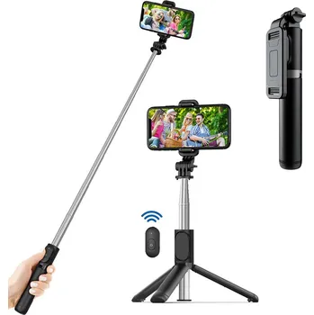 Selfie tyč Techsuit Selfie tyč Q01 Bluetooth ovládání stativ 101cm Černá