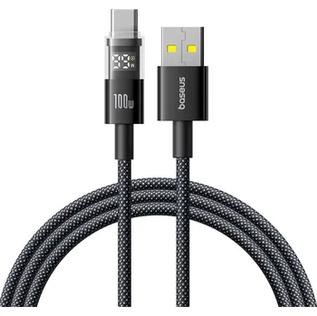 Baseus Data Cable Display 2 Rychlonabíjecí USB na Type-C Digitální displej 100W 2m Kosmická černá