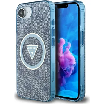 Pouzdro na mobilní telefon Guess IML Metal Glitter 4G Circle Triangle MagSafe iPhone 16e modrá