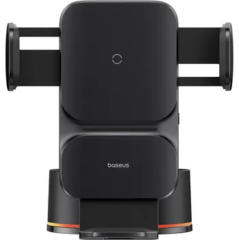 Baseus Car Holder s bezdrátovým nabíjením Wisdom Series přísavka na palubní desku 15W černá