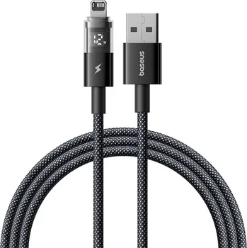Baseus Data Cable Display 2 USB na Lightning Rychlé nabíjení Digitální displej 2.4A 2m Kosmická černá