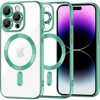 Pouzdro na mobilní telefon Techsuit Luxusní Křišťálový MagSafe iPhone 14 Pro Max Světle zelený