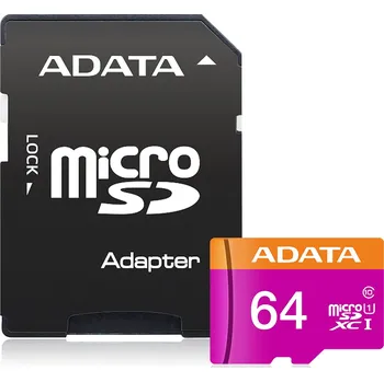 Paměťová karta Adata paměťová karta MicroSDXC s adaptérem Class 10 UHS-I U1 64GB černá