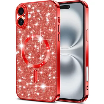 Pouzdro na mobilní telefon Techsuit Luxury Glitter MagSafe pro iPhone 16 červený