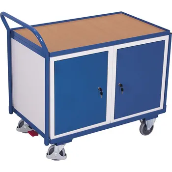 Variofit Dílenský vozík, 2 skříňky, Variofit, do 250 kg, š x h x v: 112,5 x 62,5 x 101 cm, modrá/antracit Barva: modrá RAL5010