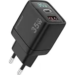 Techsuit Wall Charger LEDChargX (CH3) Type-C USB GaN Technologie Rychlé nabíjení LED displej PD35W černá