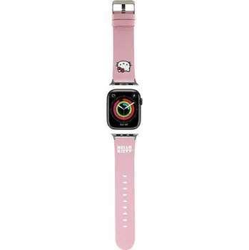 Řemínek na hodinky Hello Kitty - Kožený řemínek Kitty Head pro Apple Watch - růžový