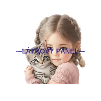 Látkový panel - Holčička s kočičkou - DZ-49 Velikost: 30x30cm, Materiál: Mikroplyš