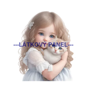 Látkový panel - Holčička s kočičkou - DZ-50 Velikost: 35x35cm, Materiál: Úplet