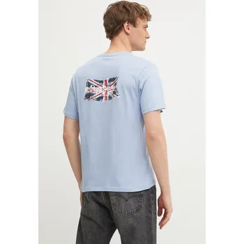 Bavlněné tričko Pepe Jeans BACK CLAG PM509921 modrá 50X, vel. L