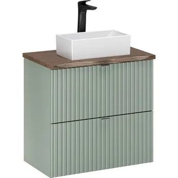 Policová skříň Závěsná skříňka Line Reed Green Gaja s deskou a umyvadlem 60 cm zelená/dub casella