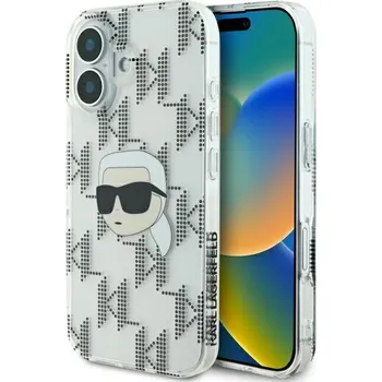 Pouzdro na mobilní telefon Karl Lagerfeld IML Luxury Electroplated iPhone 16 průhledný Karl Head