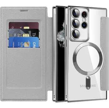 Pouzdro na mobilní telefon Pouzdro na knihu Techsuit SmartMag pro Samsung Galaxy S22 Ultra 5G šedé
