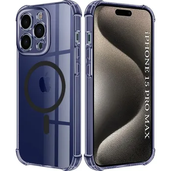 Pouzdro na mobilní telefon Techsuit Shockproof průhledný silikon MagSafe iPhone 15 Pro Max kouřově černá