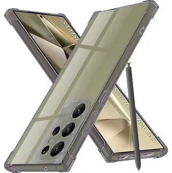 Pouzdro na mobilní telefon Techsuit Shockproof průhledný silikon Samsung Galaxy S24 Ultra kouřově černý