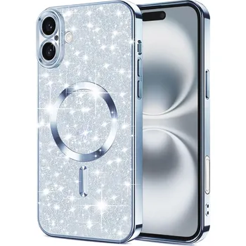 Pouzdro na mobilní telefon Techsuit Luxury Glitter MagSafe pro iPhone 16 světle modrý