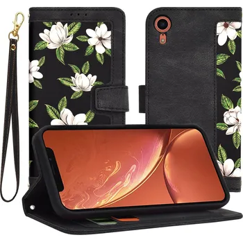 Pouzdro na mobilní telefon Techsuit FlipCraft iPhone XR Květy úsvitu