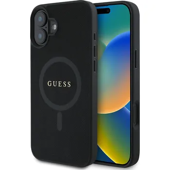 Pouzdro na mobilní telefon Guess Saffiano Classic Logo MagSafe pouzdro iPhone 16 Plus černé